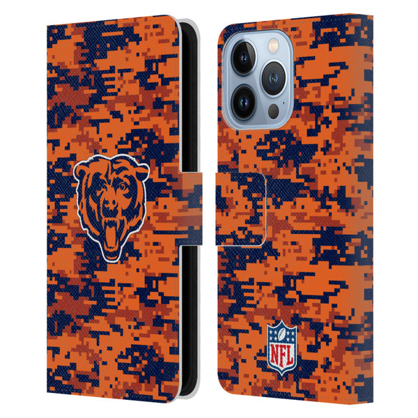 NFL Chicago Bears Graphics Digital Camouflage Leather Book Wallet Case Cover For Apple iPhone 13 Pro