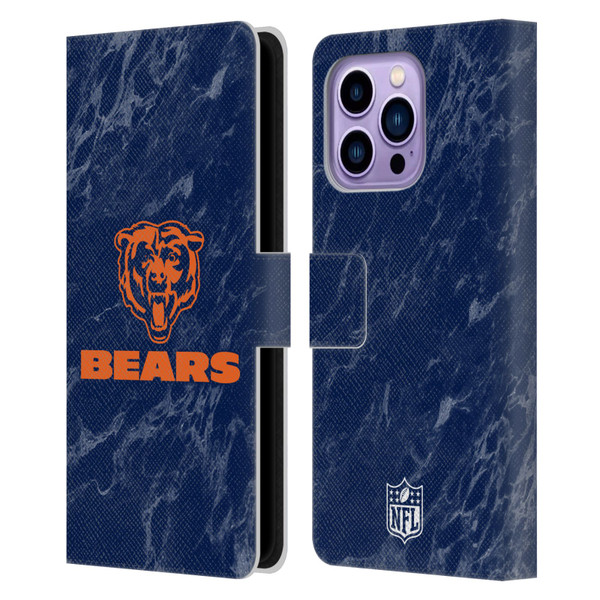NFL Chicago Bears Graphics Coloured Marble Leather Book Wallet Case Cover For Apple iPhone 14 Pro Max