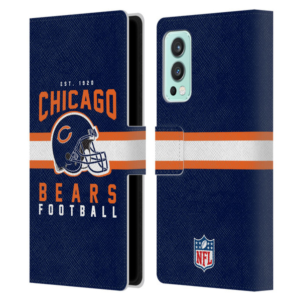NFL Chicago Bears Graphics Helmet Typography Leather Book Wallet Case Cover For OnePlus Nord 2 5G
