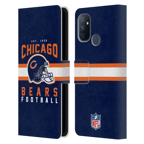 NFL Chicago Bears Graphics Helmet Typography Leather Book Wallet Case Cover For OnePlus Nord N100