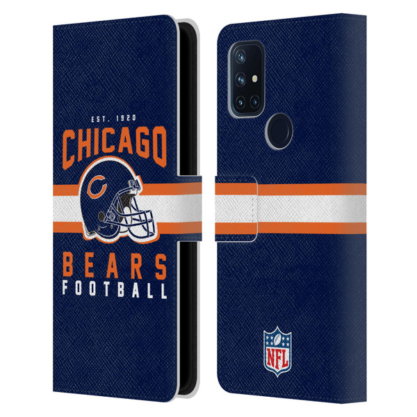 NFL Chicago Bears Graphics Helmet Typography Leather Book Wallet Case Cover For OnePlus Nord N10 5G