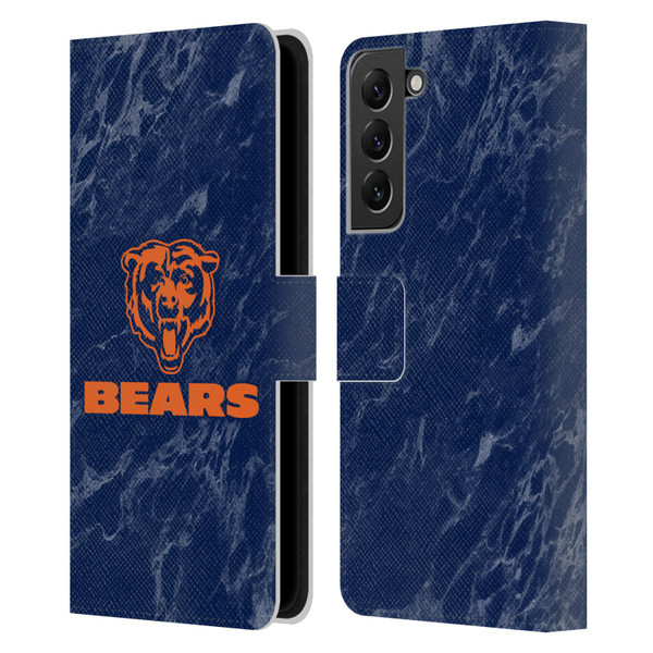 NFL Chicago Bears Graphics Coloured Marble Leather Book Wallet Case Cover For Samsung Galaxy S22+ 5G
