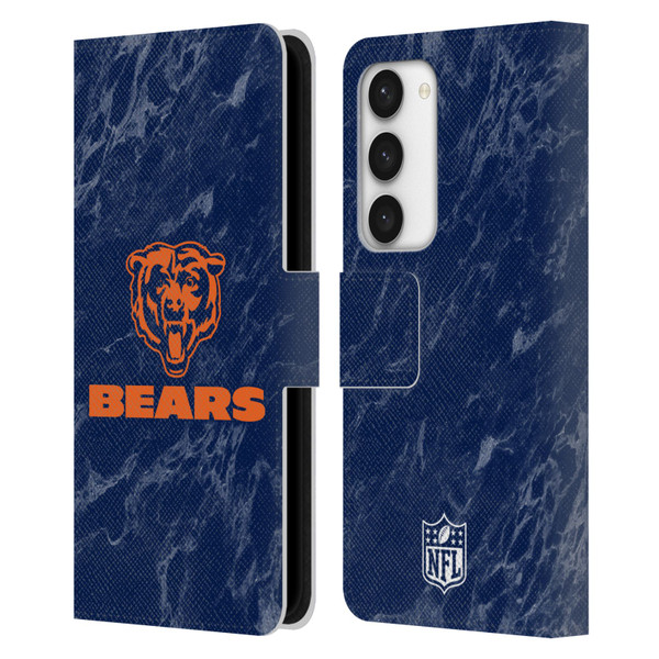 NFL Chicago Bears Graphics Coloured Marble Leather Book Wallet Case Cover For Samsung Galaxy S23 5G
