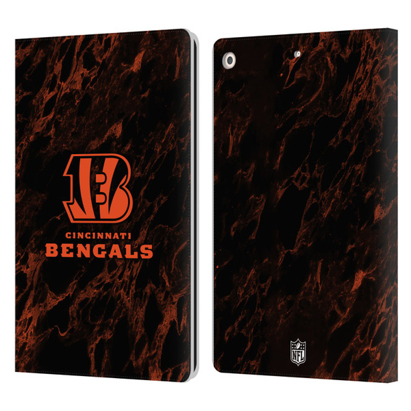 NFL Cincinnati Bengals Graphics Coloured Marble Leather Book Wallet Case Cover For Apple iPad 10.2 2019/2020/2021