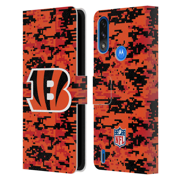 NFL Cincinnati Bengals Graphics Digital Camouflage Leather Book Wallet Case Cover For Motorola Moto E7 Power / Moto E7i Power