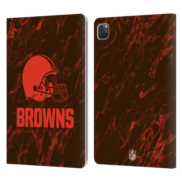 NFL Cleveland Browns Graphics Coloured Marble Leather Book Wallet Case Cover For Apple iPad Pro 11 2020 / 2021 / 2022
