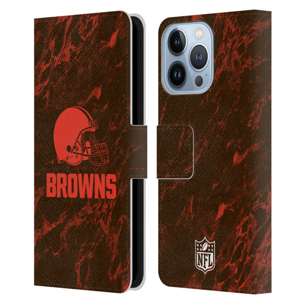 NFL Cleveland Browns Graphics Coloured Marble Leather Book Wallet Case Cover For Apple iPhone 13 Pro