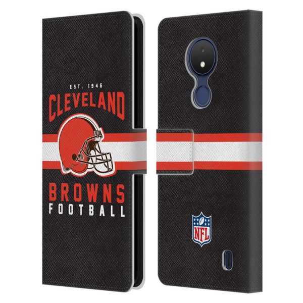 NFL Cleveland Browns Graphics Helmet Typography Leather Book Wallet Case Cover For Nokia C21