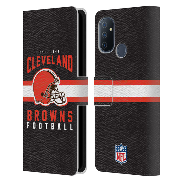 NFL Cleveland Browns Graphics Helmet Typography Leather Book Wallet Case Cover For OnePlus Nord N100