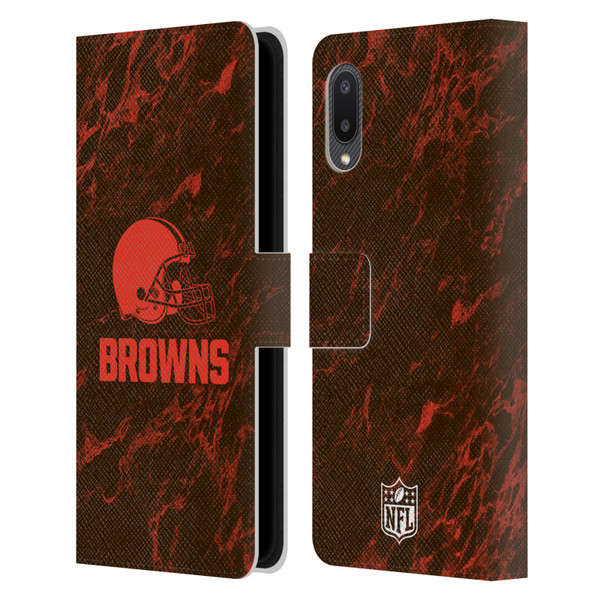 NFL Cleveland Browns Graphics Coloured Marble Leather Book Wallet Case Cover For Samsung Galaxy A02/M02 (2021)