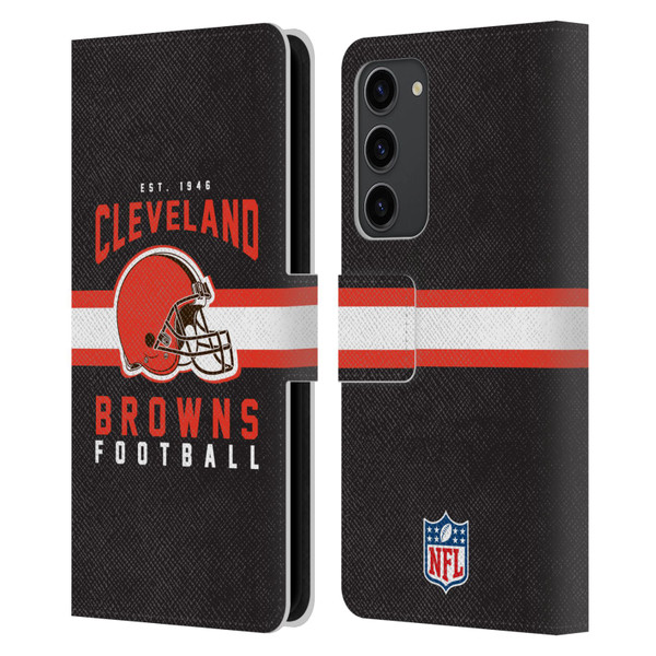 NFL Cleveland Browns Graphics Helmet Typography Leather Book Wallet Case Cover For Samsung Galaxy S23+ 5G