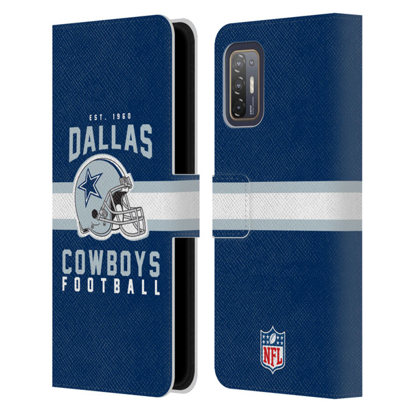 NFL Dallas Cowboys Graphics Helmet Typography Leather Book Wallet Case Cover For HTC Desire 21 Pro 5G
