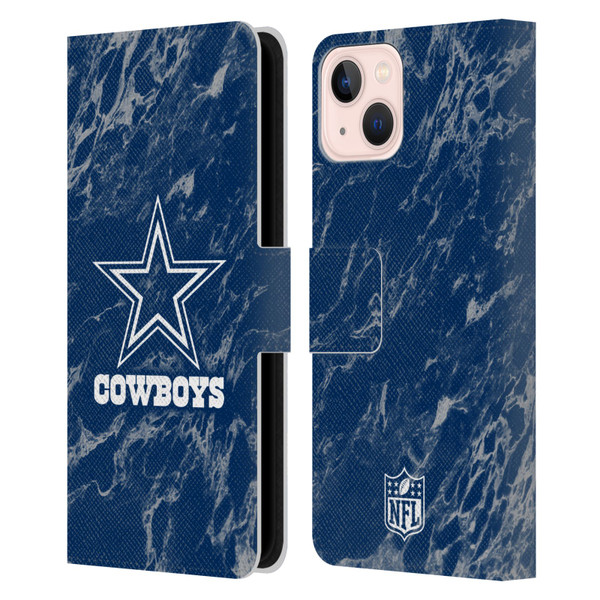 NFL Dallas Cowboys Graphics Coloured Marble Leather Book Wallet Case Cover For Apple iPhone 13