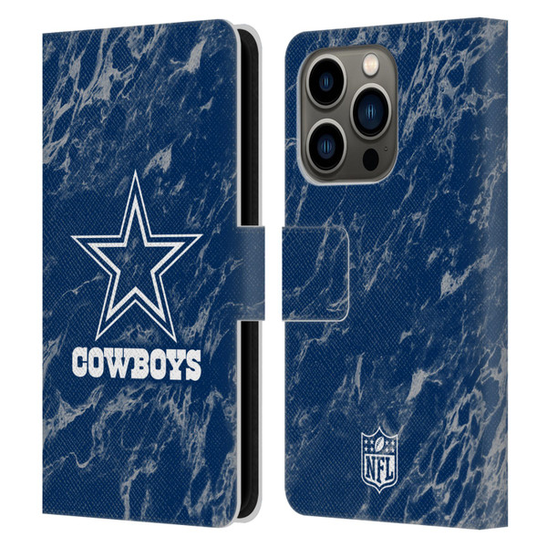 NFL Dallas Cowboys Graphics Coloured Marble Leather Book Wallet Case Cover For Apple iPhone 14 Pro