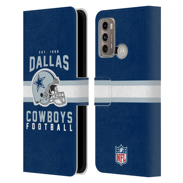 NFL Dallas Cowboys Graphics Helmet Typography Leather Book Wallet Case Cover For Motorola Moto G60 / Moto G40 Fusion