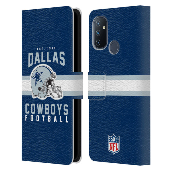 NFL Dallas Cowboys Graphics Helmet Typography Leather Book Wallet Case Cover For OnePlus Nord N100