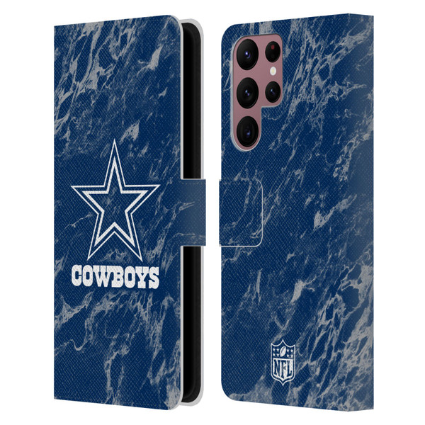 NFL Dallas Cowboys Graphics Coloured Marble Leather Book Wallet Case Cover For Samsung Galaxy S22 Ultra 5G