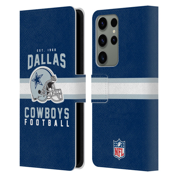 NFL Dallas Cowboys Graphics Helmet Typography Leather Book Wallet Case Cover For Samsung Galaxy S23 Ultra 5G