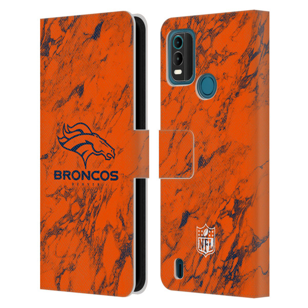 NFL Denver Broncos Graphics Coloured Marble Leather Book Wallet Case Cover For Nokia G11 Plus
