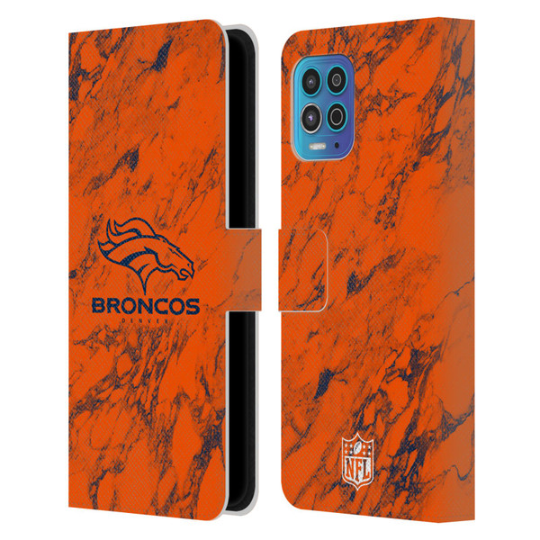 NFL Denver Broncos Graphics Coloured Marble Leather Book Wallet Case Cover For Motorola Moto G100