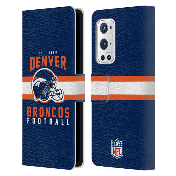 NFL Denver Broncos Graphics Helmet Typography Leather Book Wallet Case Cover For OnePlus 9 Pro