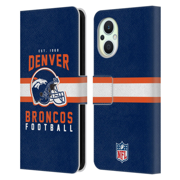 NFL Denver Broncos Graphics Helmet Typography Leather Book Wallet Case Cover For OPPO Reno8 Lite