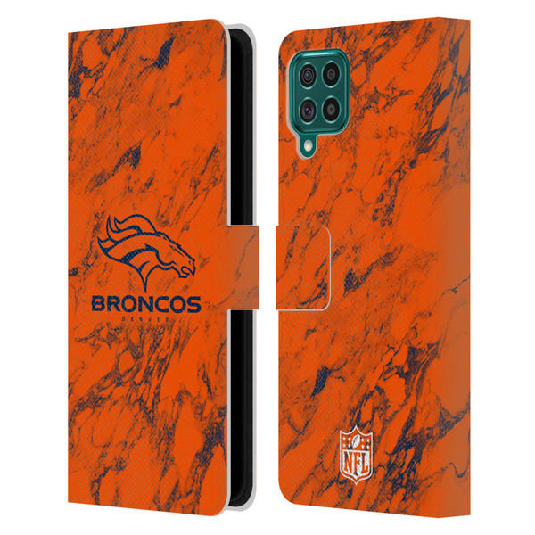 NFL Denver Broncos Graphics Coloured Marble Leather Book Wallet Case Cover For Samsung Galaxy F62 (2021)