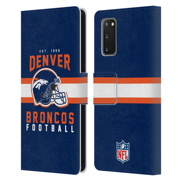 NFL Denver Broncos Graphics Helmet Typography Leather Book Wallet Case Cover For Samsung Galaxy S20 / S20 5G