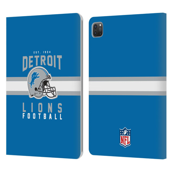NFL Detroit Lions Graphics Helmet Typography Leather Book Wallet Case Cover For Apple iPad Pro 11 2020 / 2021 / 2022