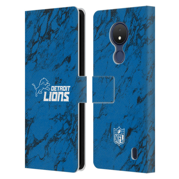 NFL Detroit Lions Graphics Coloured Marble Leather Book Wallet Case Cover For Nokia C21