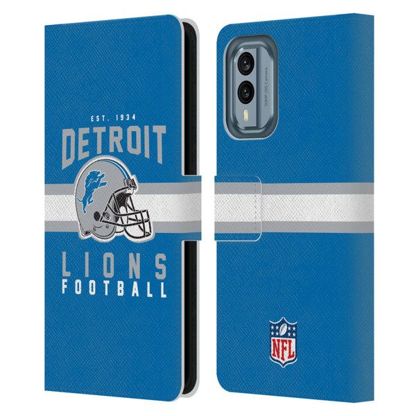 NFL Detroit Lions Graphics Helmet Typography Leather Book Wallet Case Cover For Nokia X30