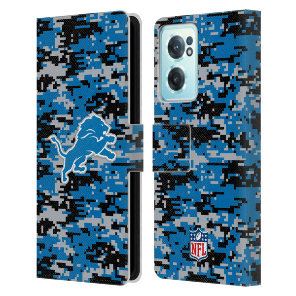 NFL Detroit Lions Graphics Digital Camouflage Leather Book Wallet Case Cover For OnePlus Nord CE 2 5G