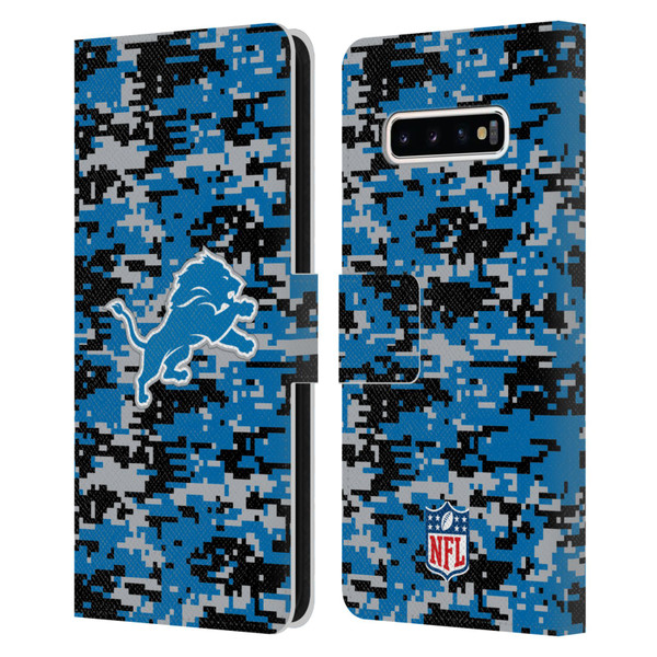 NFL Detroit Lions Graphics Digital Camouflage Leather Book Wallet Case Cover For Samsung Galaxy S10+ / S10 Plus