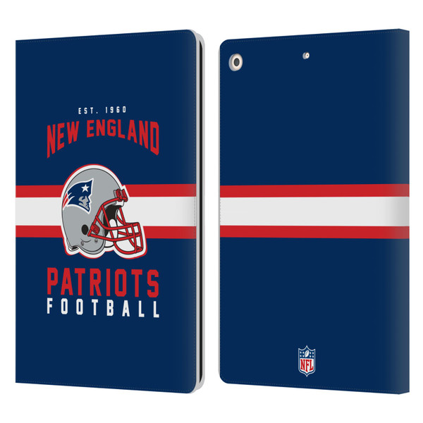 NFL New England Patriots Graphics Helmet Typography Leather Book Wallet Case Cover For Apple iPad 10.2 2019/2020/2021