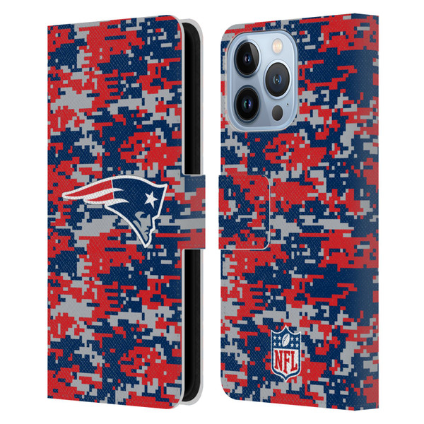 NFL New England Patriots Graphics Digital Camouflage Leather Book Wallet Case Cover For Apple iPhone 13 Pro