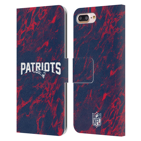 NFL New England Patriots Graphics Coloured Marble Leather Book Wallet Case Cover For Apple iPhone 7 Plus / iPhone 8 Plus