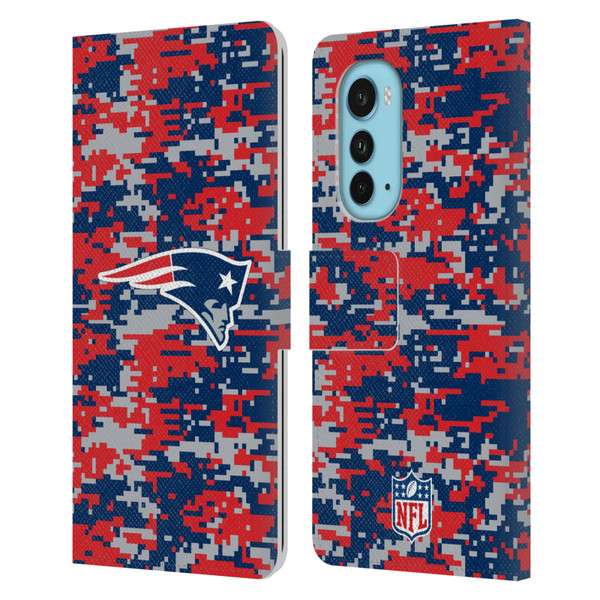 NFL New England Patriots Graphics Digital Camouflage Leather Book Wallet Case Cover For Motorola Edge (2022)