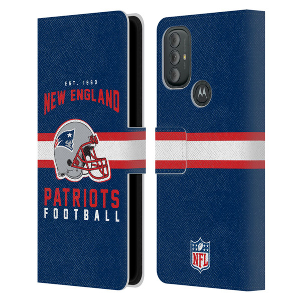 NFL New England Patriots Graphics Helmet Typography Leather Book Wallet Case Cover For Motorola Moto G10 / Moto G20 / Moto G30