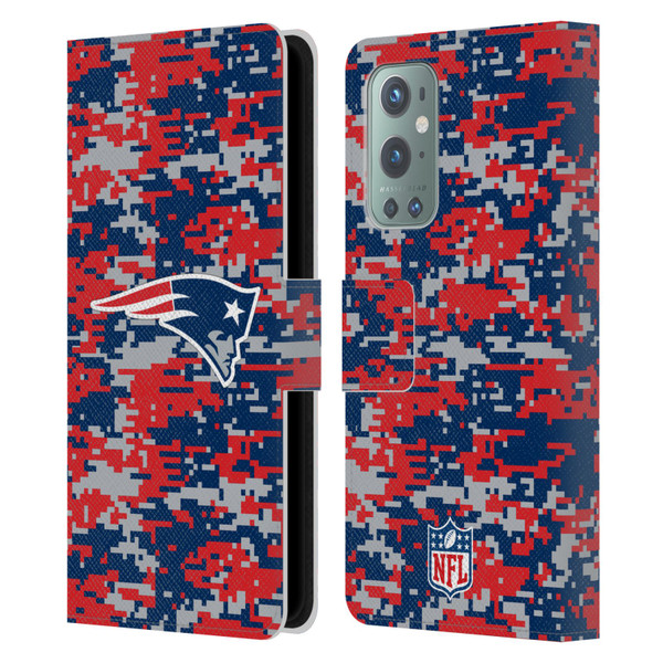 NFL New England Patriots Graphics Digital Camouflage Leather Book Wallet Case Cover For OnePlus 9