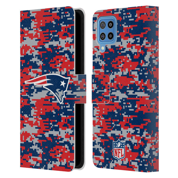 NFL New England Patriots Graphics Digital Camouflage Leather Book Wallet Case Cover For Samsung Galaxy F22 (2021)