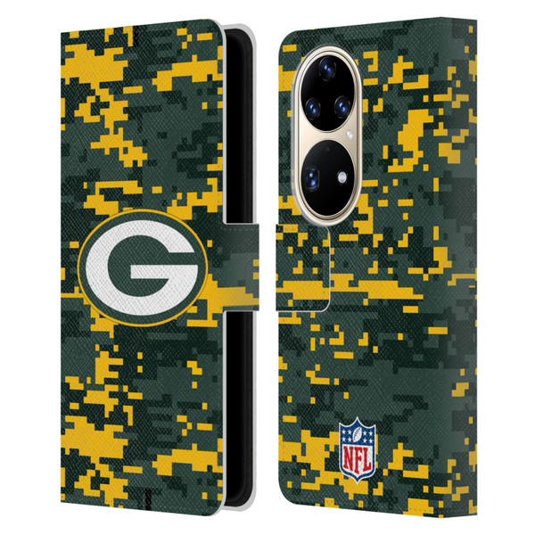 NFL Green Bay Packers Graphics Digital Camouflage Leather Book Wallet Case Cover For Huawei P50 Pro