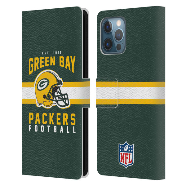 NFL Green Bay Packers Graphics Helmet Typography Leather Book Wallet Case Cover For Apple iPhone 12 Pro Max
