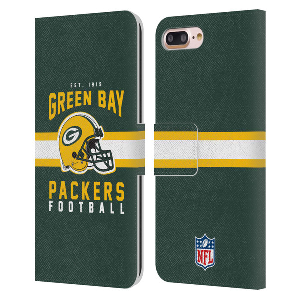 NFL Green Bay Packers Graphics Helmet Typography Leather Book Wallet Case Cover For Apple iPhone 7 Plus / iPhone 8 Plus