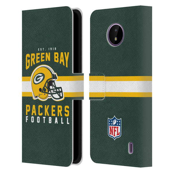 NFL Green Bay Packers Graphics Helmet Typography Leather Book Wallet Case Cover For Nokia C10 / C20
