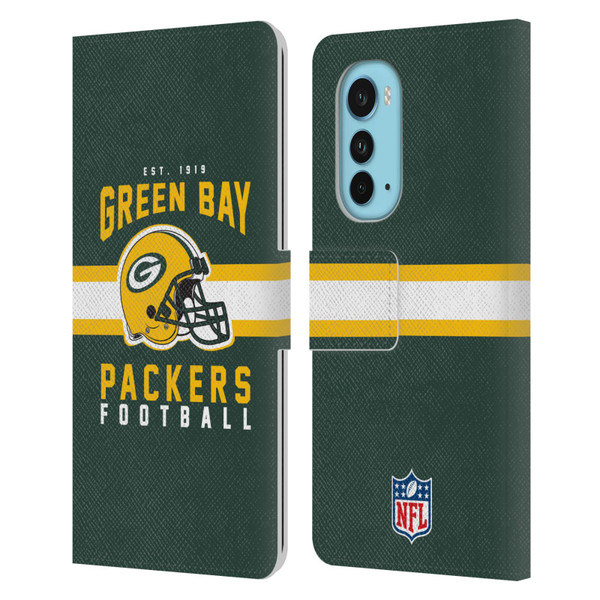 NFL Green Bay Packers Graphics Helmet Typography Leather Book Wallet Case Cover For Motorola Edge (2022)