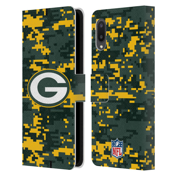 NFL Green Bay Packers Graphics Digital Camouflage Leather Book Wallet Case Cover For Samsung Galaxy A02/M02 (2021)