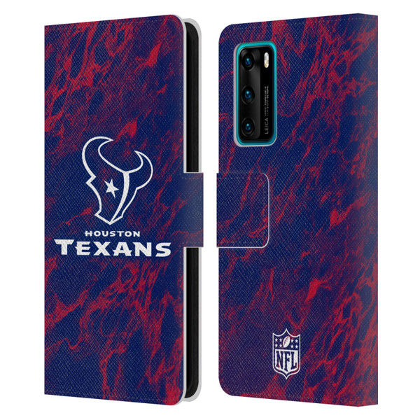 NFL Houston Texans Graphics Coloured Marble Leather Book Wallet Case Cover For Huawei P40 5G