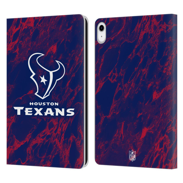 NFL Houston Texans Graphics Coloured Marble Leather Book Wallet Case Cover For Apple iPad 10.9 (2022)