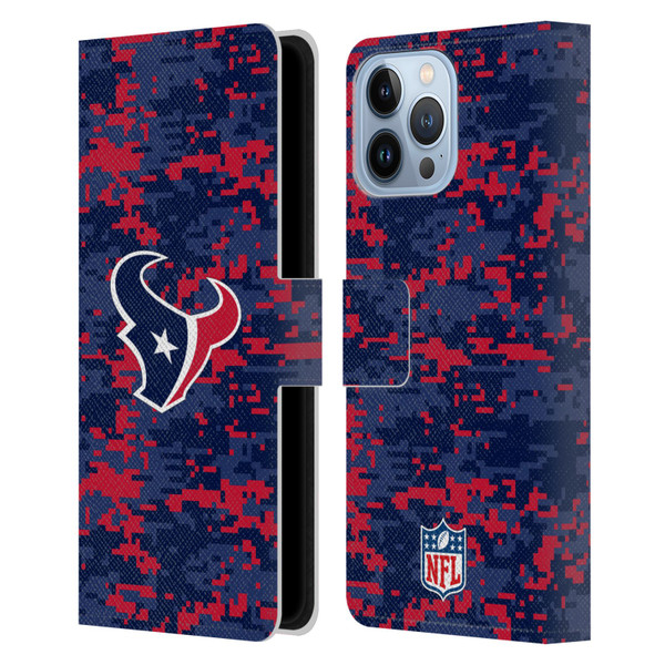 NFL Houston Texans Graphics Digital Camouflage Leather Book Wallet Case Cover For Apple iPhone 13 Pro Max