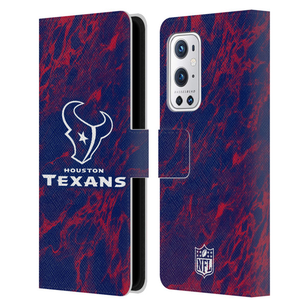 NFL Houston Texans Graphics Coloured Marble Leather Book Wallet Case Cover For OnePlus 9 Pro